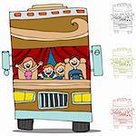 An image of a family on a road trip in an rv recreational vehicle.