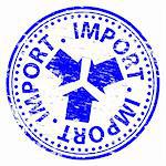 Rubber stamp illustration showing "IMPORT" text. Also available as a Vector in Adobe illustrator EPS format, compressed in a zip file