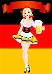 Vertical  Oktoberfest Celebration Background with girl serving beer