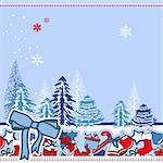 Christmas greeting card with stylized Christmas decorations