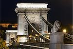 Hungarian landmark, Budapest Chain Bridge night view. Long exposure.