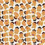 cartoon Sumo wrestler seamless pattern