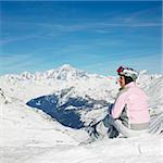 woman skier, Alps Mountains, Savoie, France