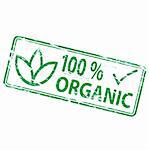 Rubber stamp illustration showing "100 PERCENT ORGANIC" text. Also available as a Vector in Adobe illustrator EPS format, compressed in a zip file