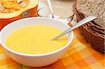 Bowl of Butternut Squash Soup with Bread