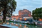 evening view at the Angelo Castle in Rome, Italy