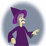 An ugly old witch with a pointed     hat.