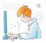 young guy working with computer