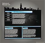 web site design template for company with black background and map of the world