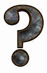 rusty question mark on white background - 3d illustration