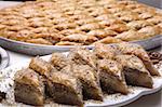 Close up of dish of  Baklava on a table