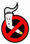 Stop smoking. The cigarette is placed in the sign ban. An isolated vector illustration.