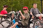 Able-bodied and disabled boys participating in a race