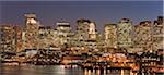 Buildings lit up at night, Custom House Tower, Boston, Massachusetts, USA