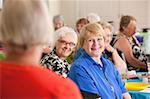 Senior women listening to speaker at lady's luncheon