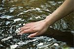 Woman's hand feeling water