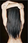 Woman with Long Hair in Studio
