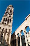 Bell Tower de la cathédrale Saint Domnius et péristyle, Palais de Dioclétien, Split, région de la Dalmatie, Croatie