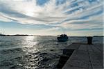 Bateau et Pier, comitat de Zadar, Dalmatie, Croatie
