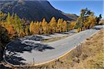 Hairpin Turn, Bernina Pass, Pontresina, Canton of Graubunden, Switzerland