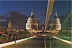 St. Paul's Cathedral Reflected in Glass of Millennium Bridge, London, England