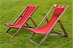 Canvas Lawn Chairs on Grass, Alps, France