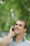 Man using cell phone outdoors