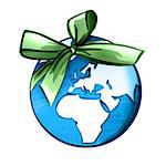 Earth wrapped in ribbon