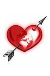 Earth inside of heart and arrow