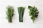 Freshly cut dill, chives and flat leaf parsley