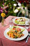 Plates of food on table, close-up