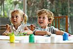 Children finger painting