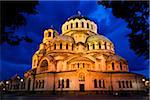 Cathédrale Alexandre Nevski de nuit, Sofia, Bulgarie