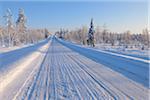 Snow Covered Road, Kuusamo, Northern Ostrobothnia, Finland