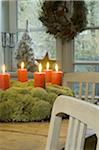 Advent wreath with burning candles