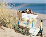 Huîtres et champagne sur la plage