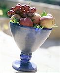 Fruit bowl with grapes and apples