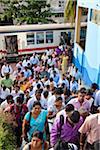 Commuters Exiting Tram, Colombo, Sri Lanka