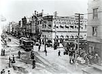 INTERSECTION DES ANNÉES 1900 DE FAIR OAKS ET COLORADO RUES CHEVAL DE TÉLÉPHÉRIQUES ET BUGGIES PASADENA EN CALIFORNIE, ÉTATS-UNIS