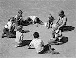 1950s BOYS & GIRLS SHOOTING MARBLES