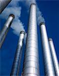 TALL SILVER METAL SMOKE STACKS