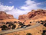 1970s HIGHWAY US 89 NEAR BITTER SPRINGS AZ PICKUP TRUCK CAMPER ON ROAD SOUTHWEST RECREATIONAL VEHICLE