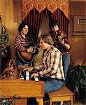 1980s - 1970s THREE YOUNG MEN PLAYING ORGAN VIOLIN AND GUITAR