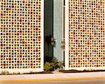 1960s MODERN ARCHITECTURE PUBLIC BUILDING COLORFUL CEMENT BRICK TILE TILES MOSAIC