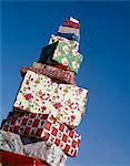 1960s TALL PILE CHRISTMAS PRESENTS  GIFT WRAPPED