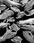 1950s MONTAGE OF MANY MAN AND WOMAN HANDS CLAPPING