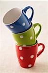 Close-up of Polka-dotted Mugs