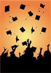 Graduation - flying hats in the air