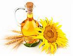 sunflower oil with flower isolated on white background