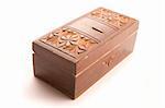 Wooden box is closed with a pattern isolated